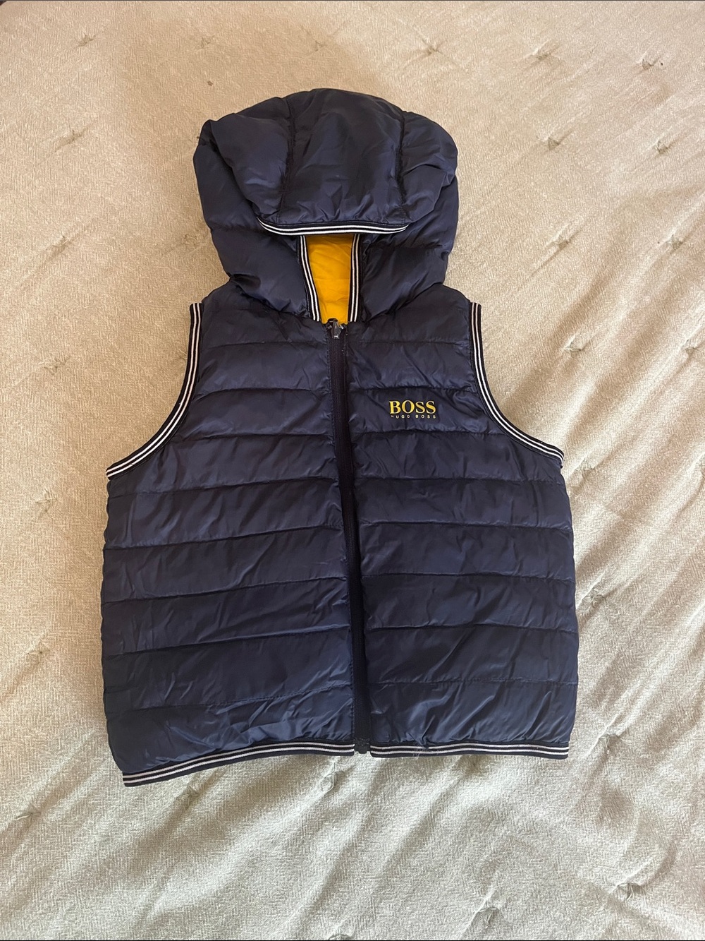 BOSS Reversible Yellow/Navy Puffer Vest
